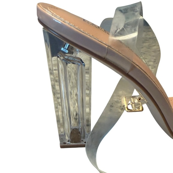 Nude Block heels with clear ankle & foot strap. NIB womens size 10M Box included - Picture 3 of 8